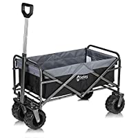 Sekey Carrito de Jardín Plegable Carro Plegable Carretilla para Exteriores Carrito de Playa para Todo Terreno- Negro